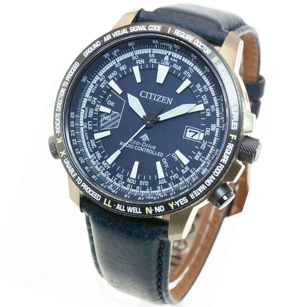 

[Citizen] Годинник Promaster Waterproof Radio Solar Aviation Slide Rule CB0204-14L чоловічий темно-синій