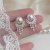 Beixi S999 Silver Needle Moonlight Pearl Earrings with Diamond-Inlaid Tassel - Elegant Water Drop Design