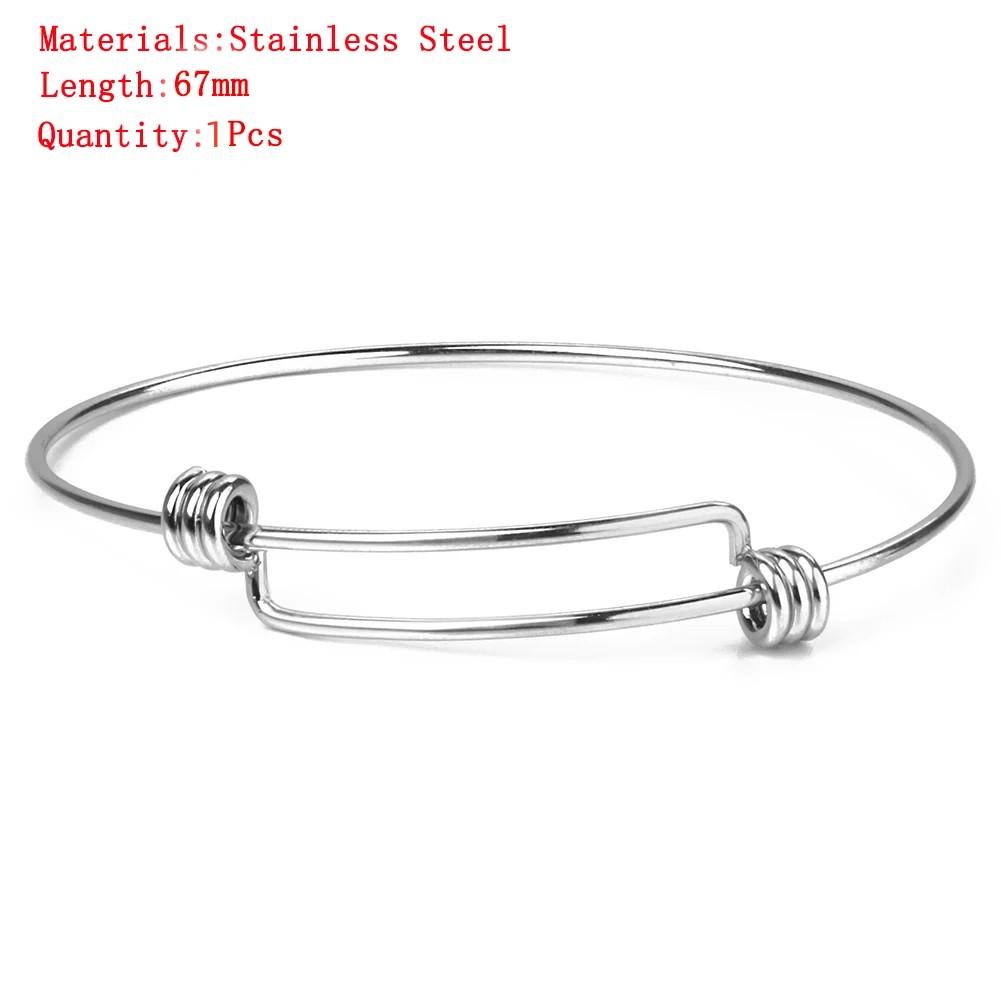 1-5pcs/lot Metal Adjustable Bangle Bracelets Blank Silver Color Open Charm Wire Base Bead Man Woman Jewelry Making