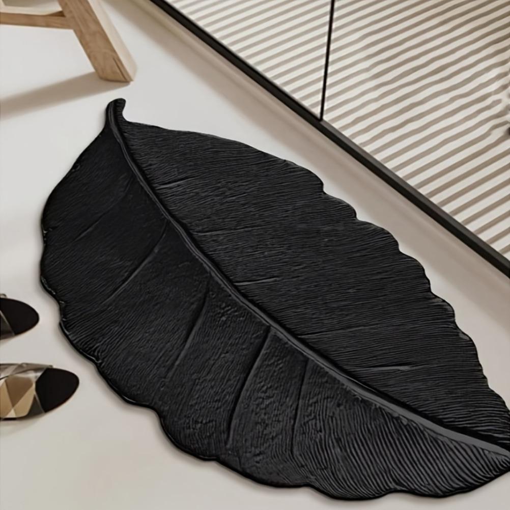 

Black Leaf Bathroom Rug Anti Slip Quick Drying Carpet Bathroom Carpet Kitchen Foyer Bedroom Rug Retro Rugs Home Decor Gift 30x70cm чёрный