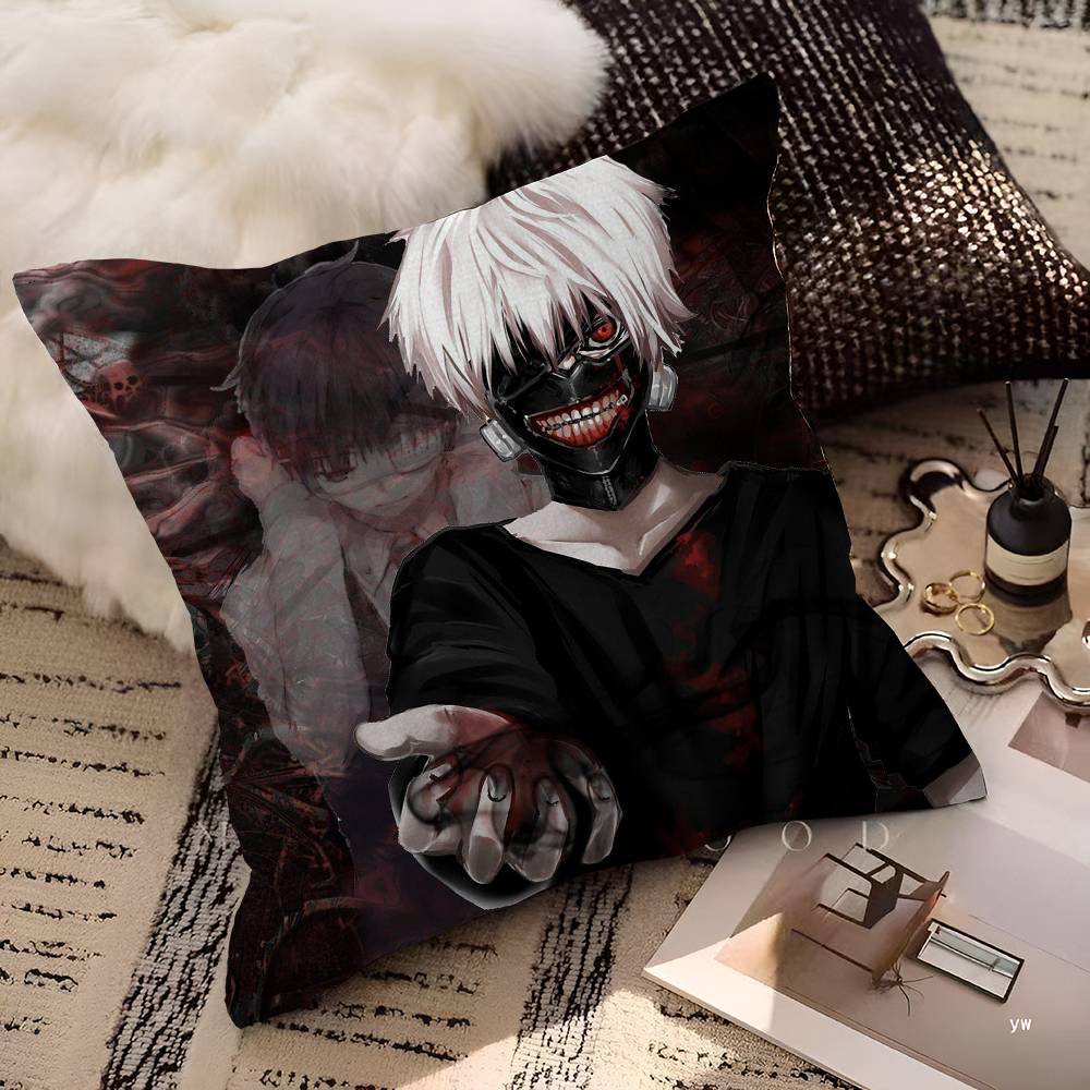 Anime Tokyo Ghoul Decorative Room Aesthetics Pillow Case Home Decor Bedroom Sofa Bed Couch Pillow Cover 45X45
