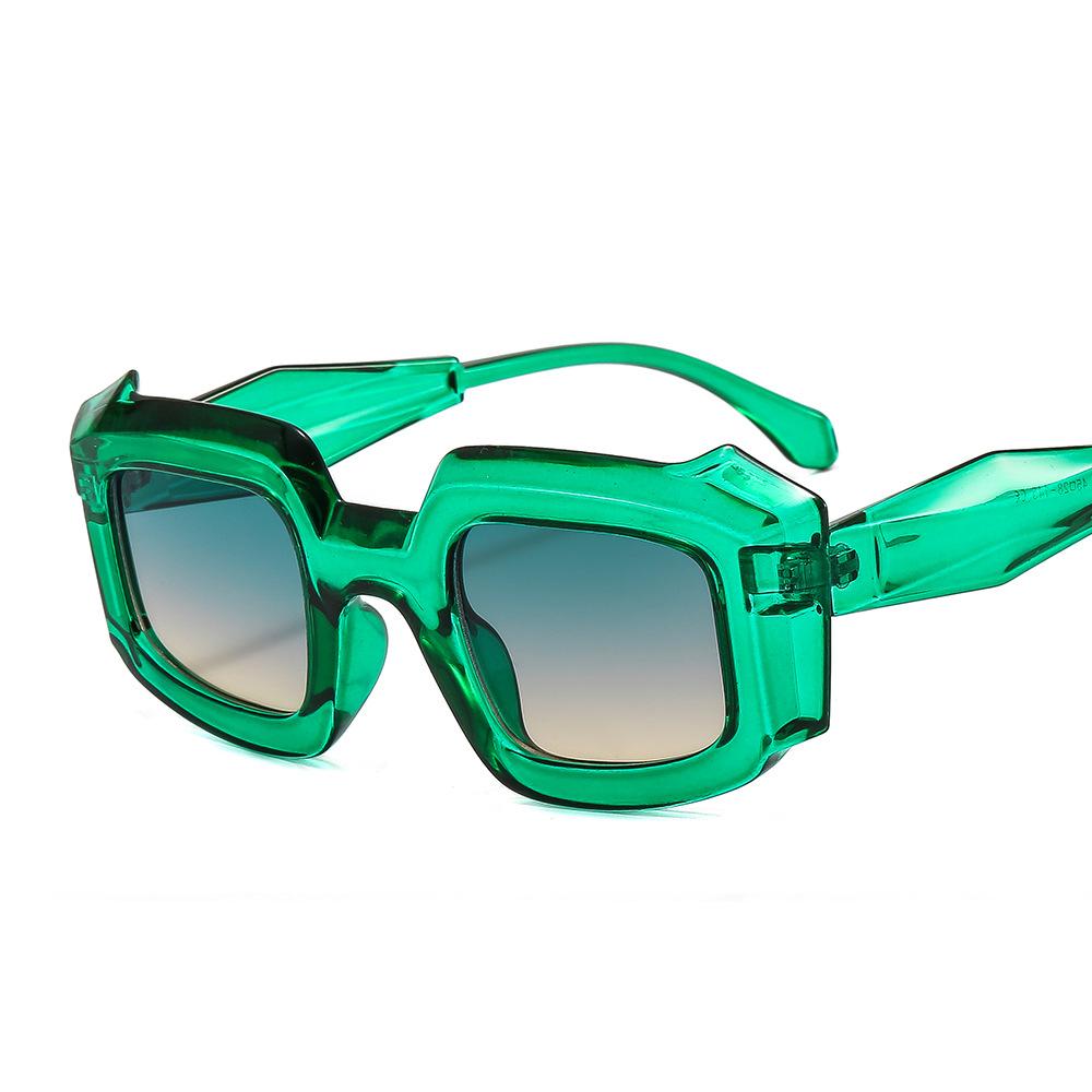 32043 Retro Candy Color Square Sunglasses for Women Steampunk Irregular Sun Glasses UV400 Men Trending Gradient Shades