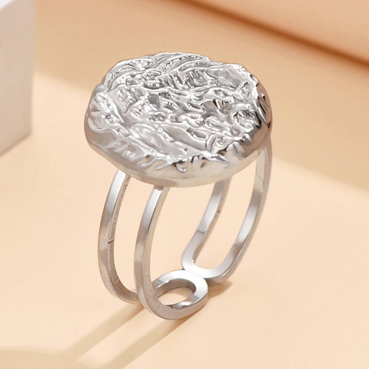 Retro Irregular Gold-Plated Adjustable Lava Ring