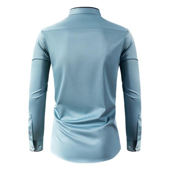 Herren Hemd Langarm Button-Down Hemdkragen mit Strasssteinen Slim Fit Formelles Hemd für Büro Business Abschlussball Party Hochzeit