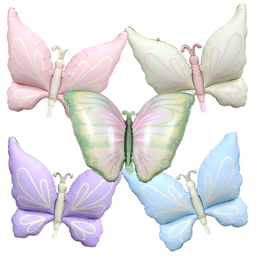 5Pcs Large Wing Butterfly Balloons Pink Blue Butterfly Foil Balloons Birthday Wedding Party Decorations Baby Shower Supplies Other&AS SHOWN