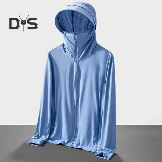Sunscreen Clothing Jacket Men Women Hooded Long Sleeve Zipper Closure Ice Silk Outdoor UV Protection Coat