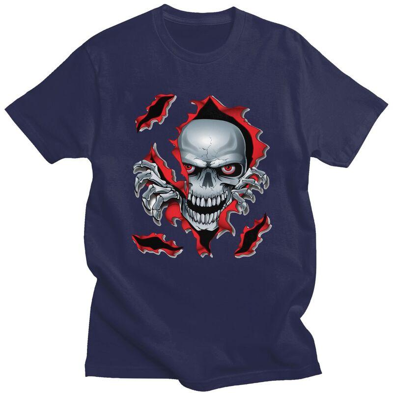 Custom Rip Skull T Shirts Men 100 Cotton Tee Tops Gothic Skeleton Tshirt Fashion Tshirt Clothes