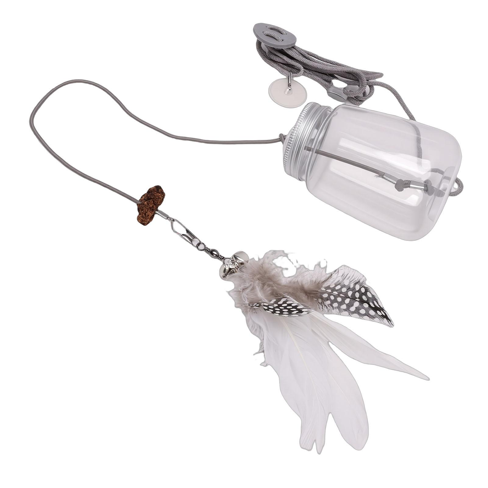 Cat Door Hanging Teaser Feeder Toy Self Play Feather Teasing Pet Teat Hanging Door Toy for Indoor Bored Kitten