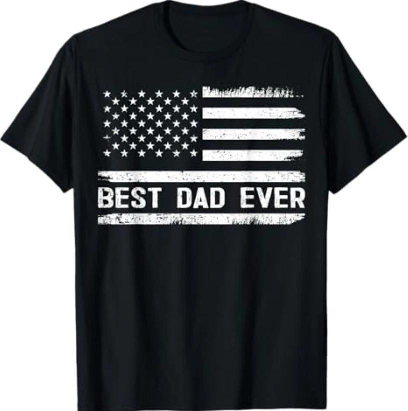 Best Dad Ever with US American Flag Gifts Fathers Day Dad T-Shirt XL
