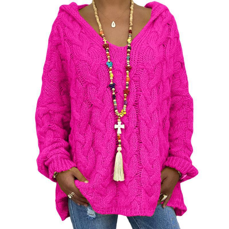 TIFICY Moda feminina casual outono inverno cor sólida estampa manga comprida suéteres com capuz