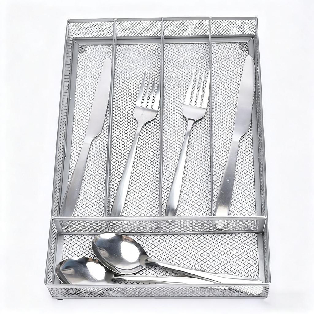 Kitchen Cutlery Drawer   Carbon Steel Flatware Storage Divider with Anti Slip Foam Pads for Spoons Forks Stationery
