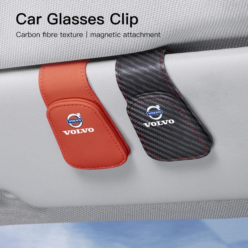 Car Glasses Visor Case Leather Sunglasses Clip Card Accessories Suitable for Volvo XC90 V90 V60 XC60 V40 S80 S60 S90 C40 XC40 V7