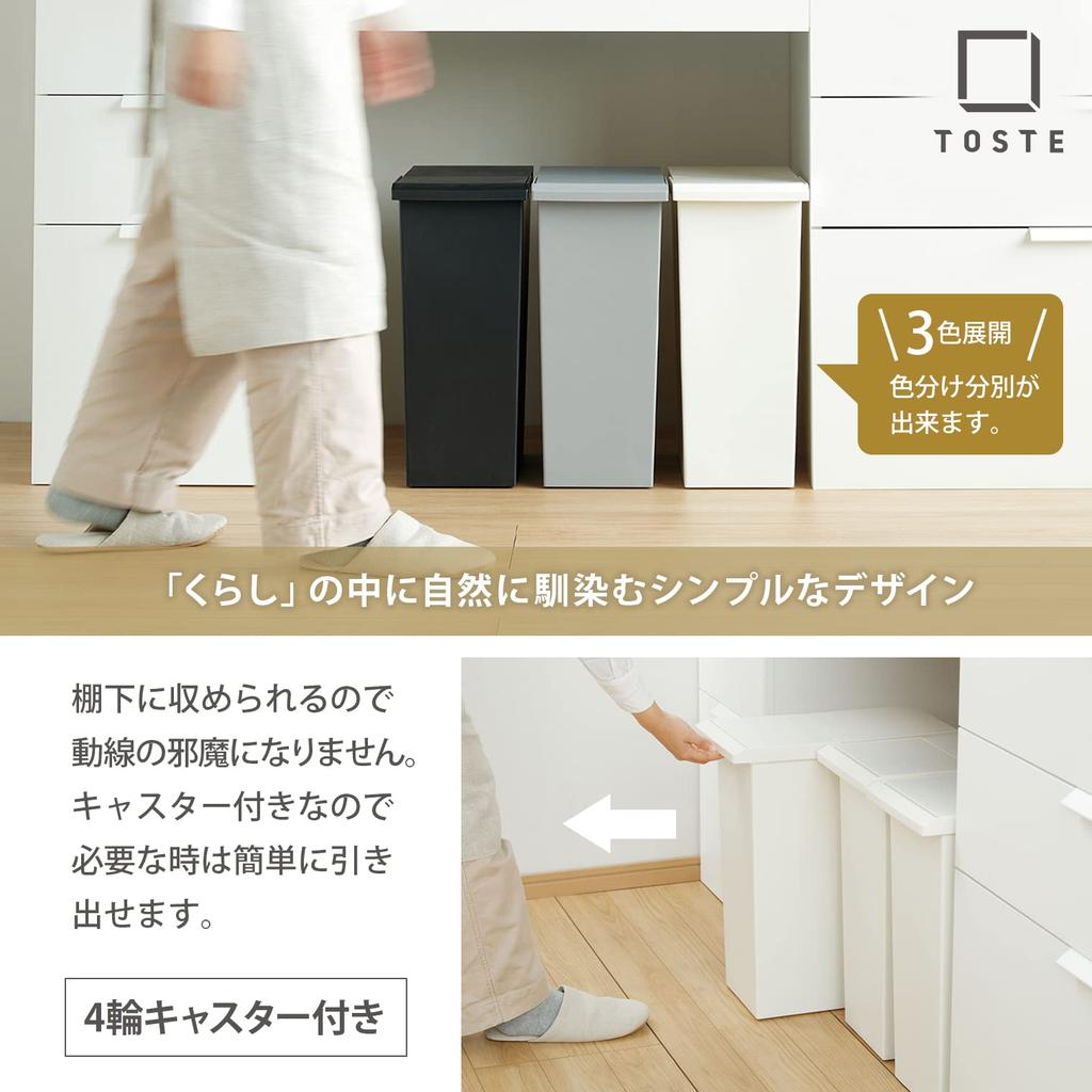 Squirrel Trash Can TOSTE Lever Open 30L White Made In Japan 174738