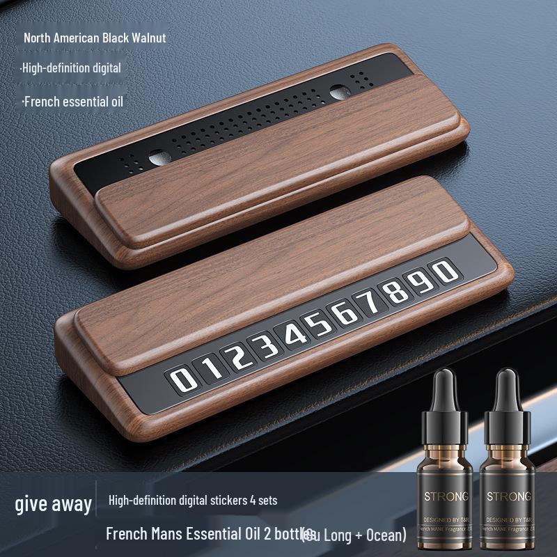 

Временный знак для парковки из дерева черного ореха с номером телефона для автомобиля