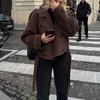 Female Short Style Coat With Notch Collar For Elegant Office Wear