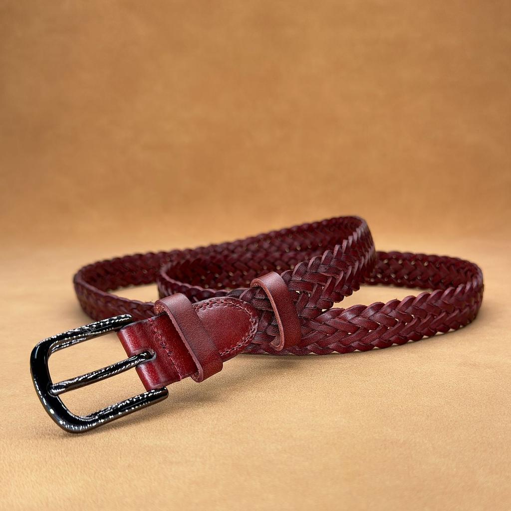 Hand-woven Leather Belt Women's Retro Casual Pin Buckle Hollow Women's Belt