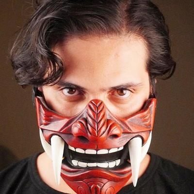 Halloween Cosplay Airsoft Mask Protective Fashion Half Face Mask Prajna Hannya Mask Japanese Samurai Demon Party Decor