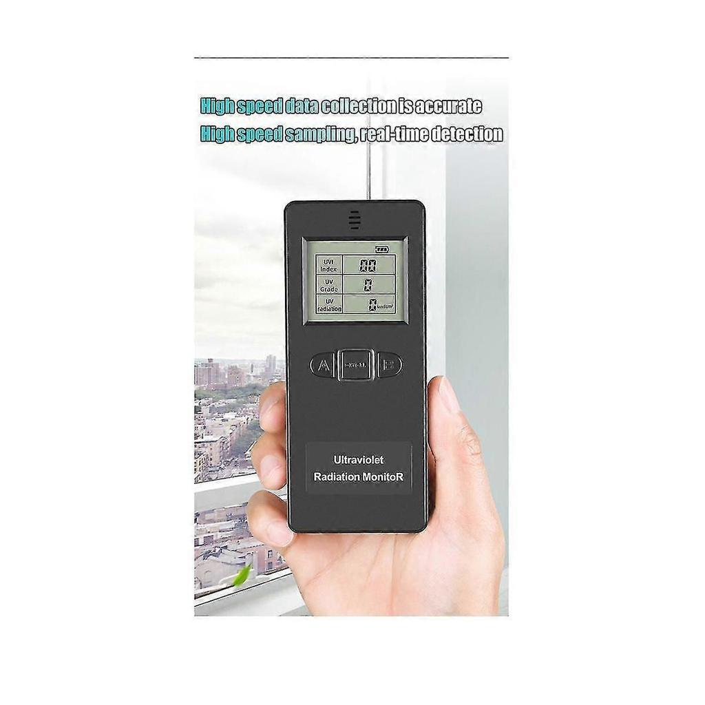Ultraviolet Radiation Monitor, Digital Uv Detector Compatible with Home Office Outdoor Inspection Black