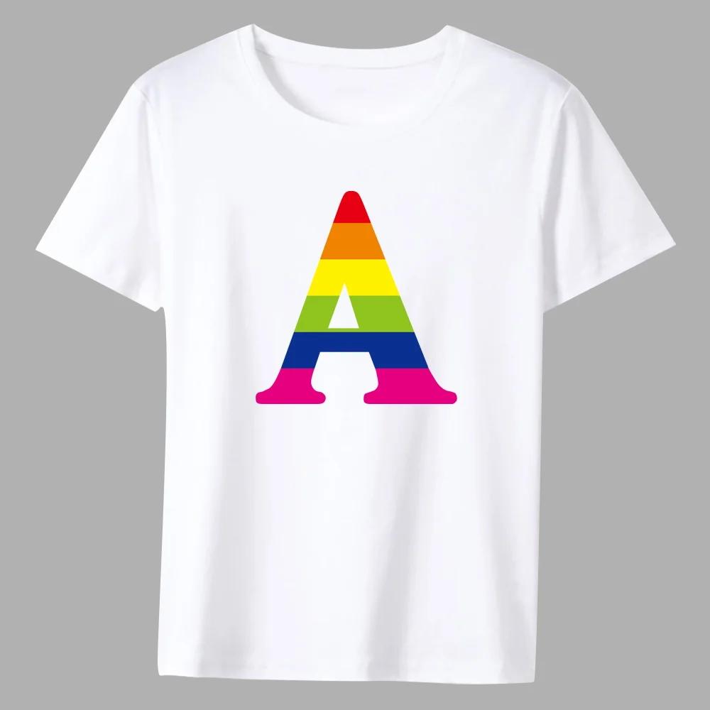

Мужская классическая футболка повседневная с круглым вырезом, серия с принтом радужных букв, для通勤, универсальная, дышащая белая рубашка XXXXXL белый