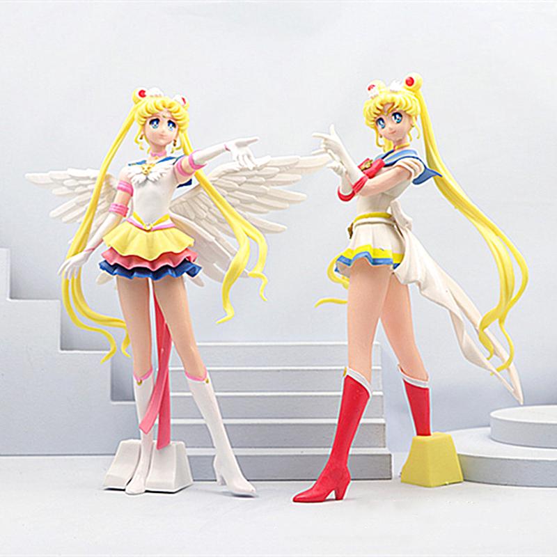 Non-Toxic Sailor Moon Figure Anime Cartoon Jupiter Makoto Venus Minako Tsukino Rabbit Doll Toy Little Princess Cake Decoration Ornaments
