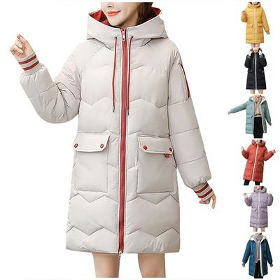 Dámska zimná bunda Teplý kabát Zips s kapucňou Hrubší kabát Vrecko Outwear