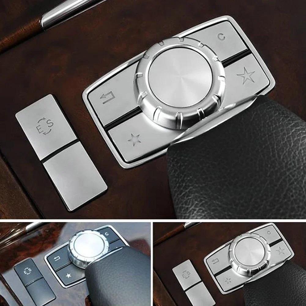 6 pegatinas para embellecedores de botones multimedia de coche compatibles con Mercedes-Benz Clase E W212 2010-2015, pegatinas decorativas para interiores