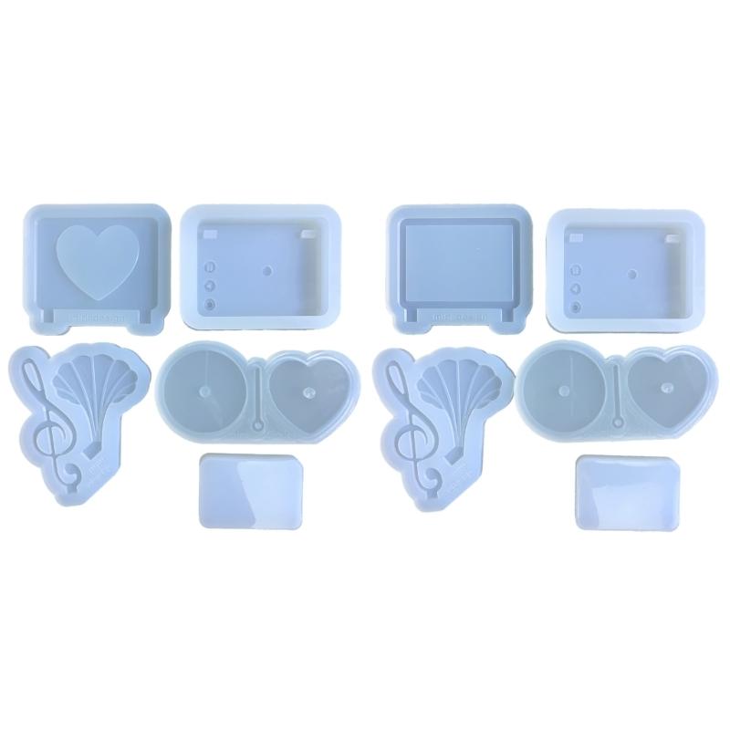 Resin Shaker Mold Heart Photo Frame Resin Mold Silicone Record Player Mold Kit Table Ornaments Mold for Home Decorations