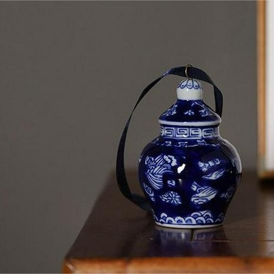 Antique Blue and White Ceramic Hanging Ornament