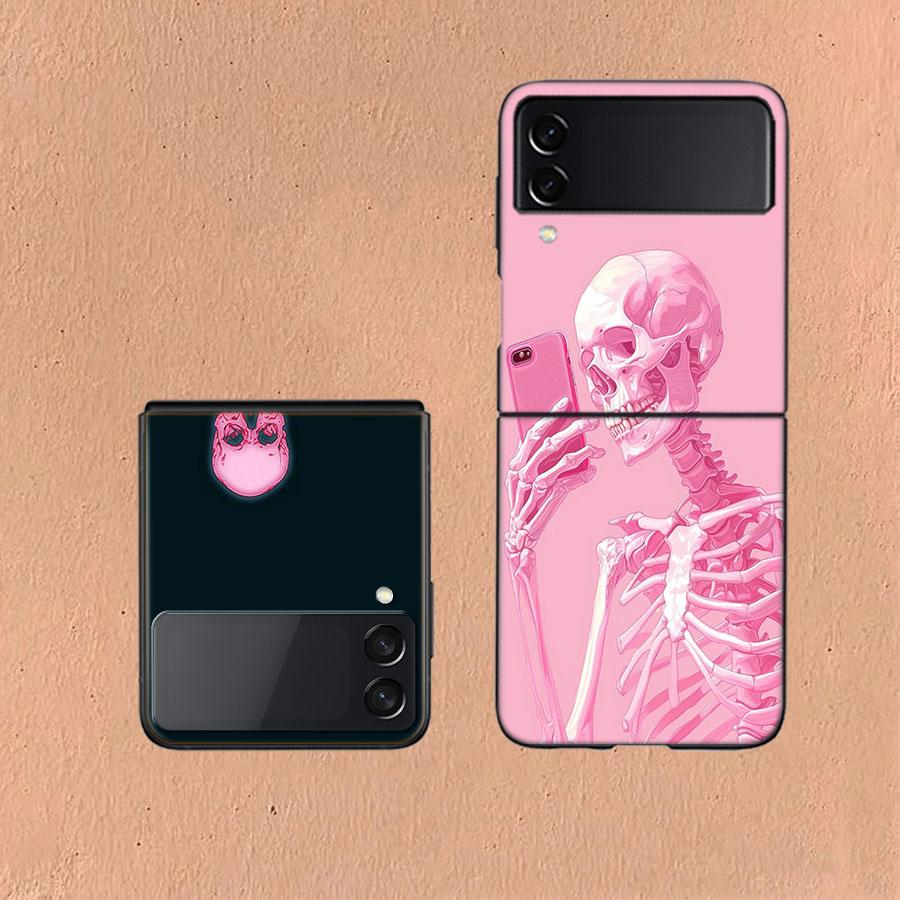 A Funny Skeleton Skull Coque For Samsung Z Flip7 6 Galaxy Case Shockproof Z Flip5 Z Flip3 4 5G Hard Cover Phone TPU PC Hard Fun
