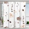 Shower Curtain Watercolor Flower Shower Curtain Sets - Spring Burnt-Orange Floral Plant Shower Curtains for Bathroom