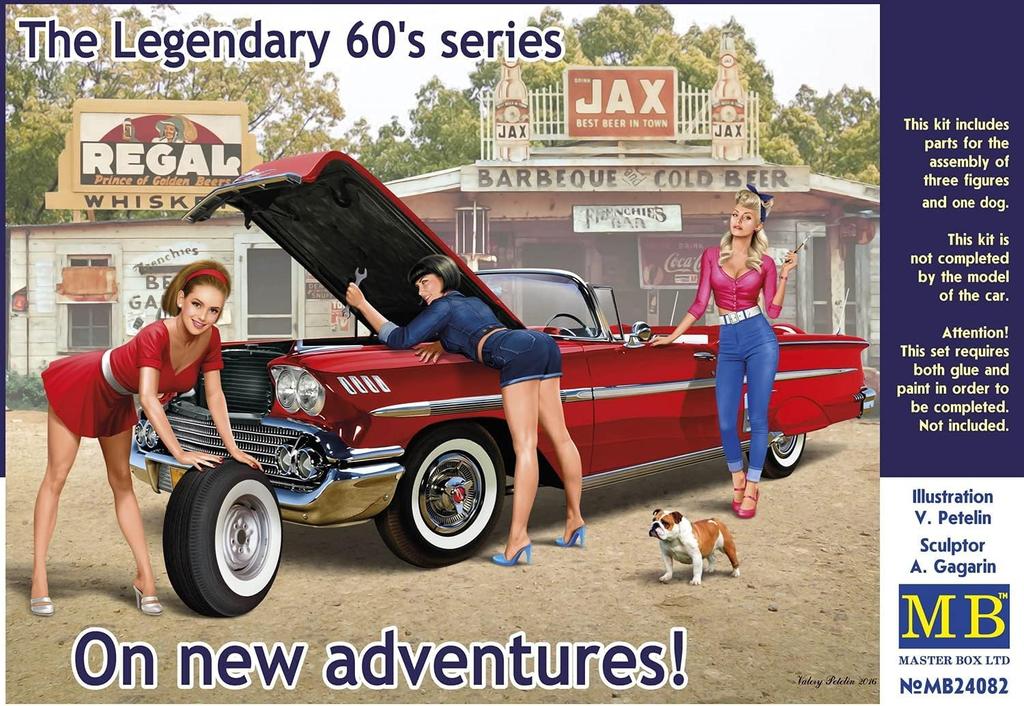 Master Box Pinup Series 1960s Girls Legend Embarking on a New Adventure Set Plastic Model MB24082 1/24 3-Piece
