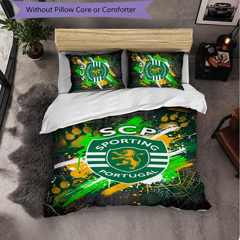Biancheria da Letto a Tema Sporting CP FC Set 3 Pezzi Copripiumino Biancheria da Letto Decorativa per Camera Adolescenti Decorazione Casa