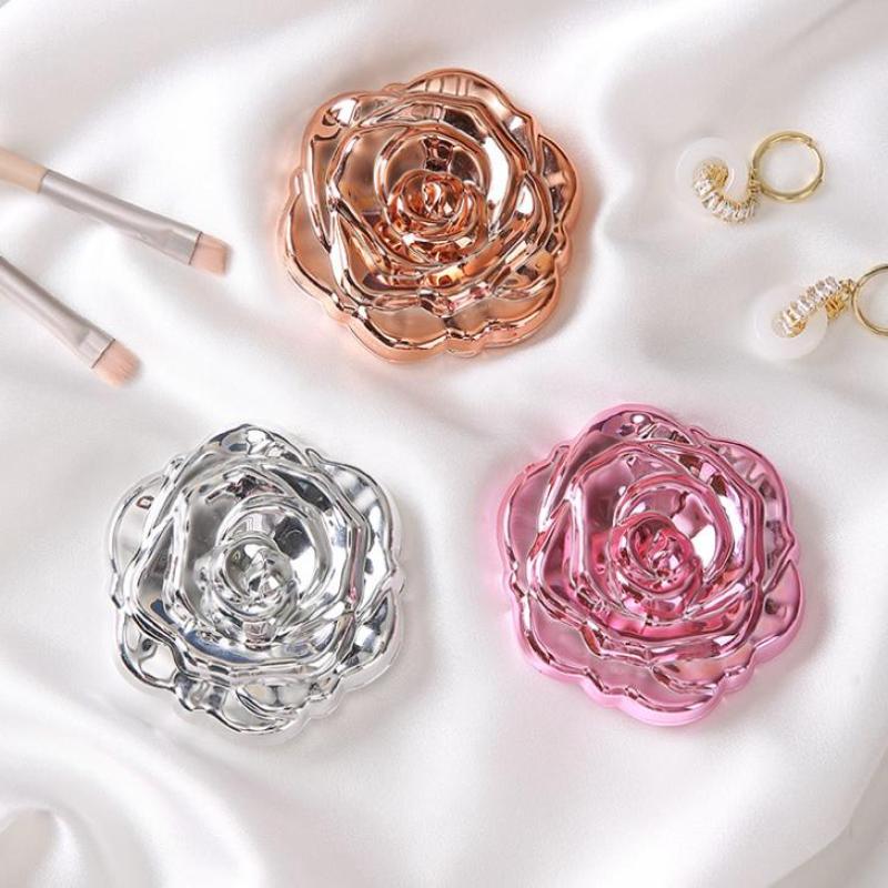 1 Stück tragbarer Mini-Spiegel Retro Rose Blume Kleiner Taschen-Kosmetikspiegel Doppelseitiger Handspiegel Kompaktes Kosmetik-Schönheitswerkzeug