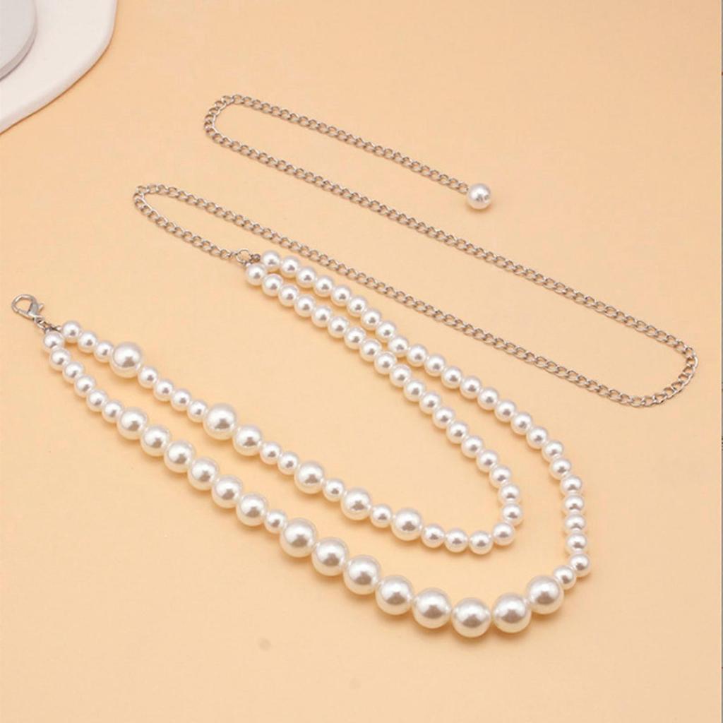 Fashion Pearl Waist Chain Female Body Chain Belly Chain Aesthetic Body Jewelry Party Waist Decors Wedding Chain Belt  White