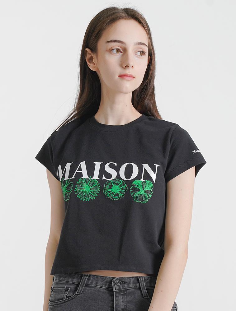 La Maison Studio Women S Fleur Single Slit Crop Top Black & White (Fcc2Ts423W) Black White/M