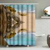 Beach Shower Curtain Coastal Rock Sand Blue Waters Print Home Decoration Decorative Bath Rug 3D Printed Waterproof Fabric Polyes