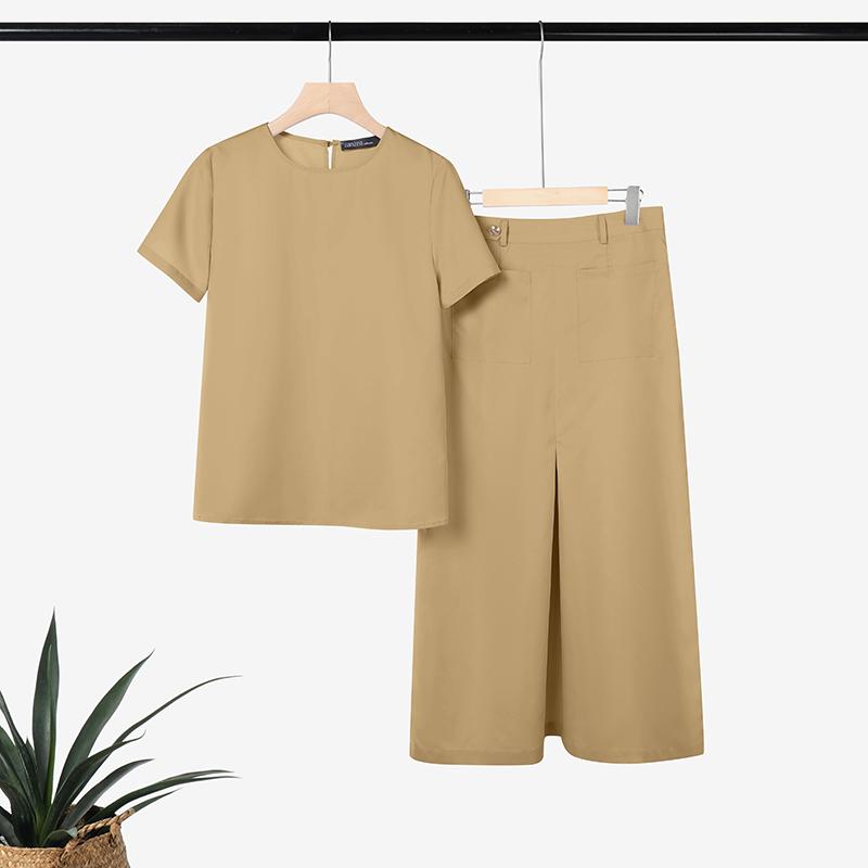 ZANZEA Women Short Sleeve Blouse and Skirts Casual Two Piece Suit Sets