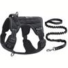 Outdoor Tactical Reflective Dog Harness with Adjustable Mesh and Handle Leash