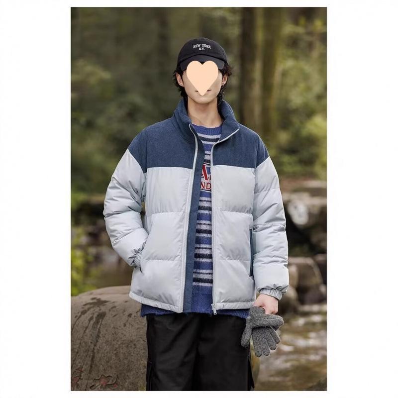 Winter Stand Collar Puffer Jacket: Double Color, Thick Cotton, Unisex