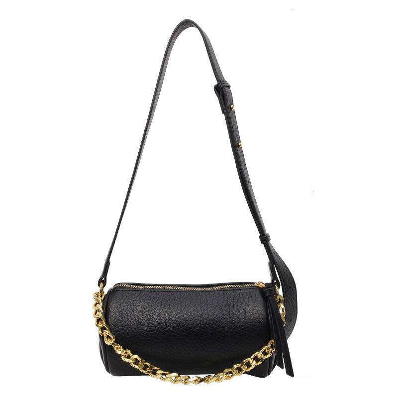 Large capacity messenger bag texture cylinder bag new spring and summer fashion simple small bag shoulder bag