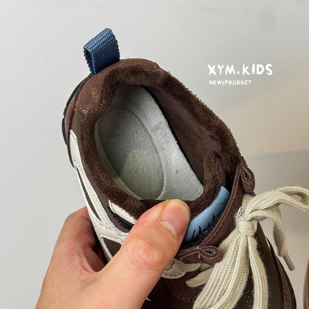 2025 winter new children's Korean version of fashion bag head velvet casual shoes