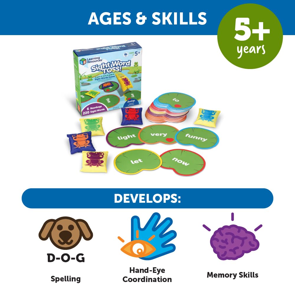 Learning Resources Sight Word Toss English Vocabulary Game for Authentic Toddlers, LER4698,