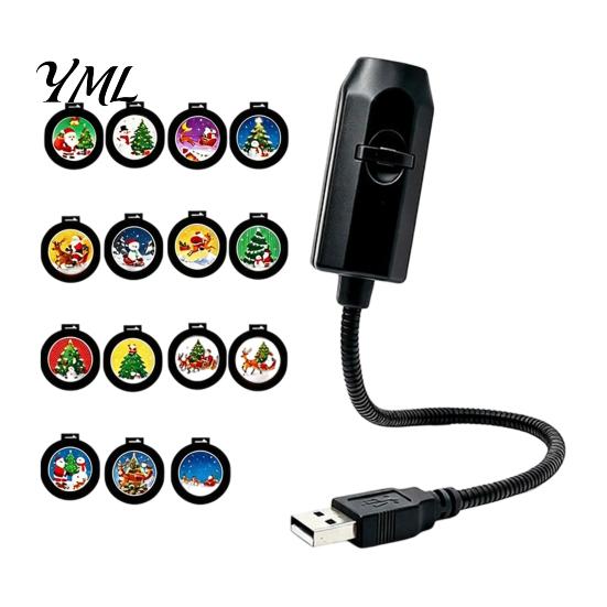 Christmas Decoration Lamps USB Projector Light for Christmas, Flexible Gooseneck Night Lamp with 6/10/15/20 Indoor Holiday Projection Films,