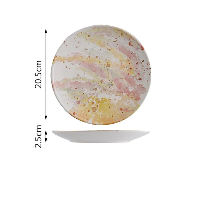 

Стиль легкой роскоши Цветные керамические тарелки Ресторан Десерты Салатная тарелка Тарелка для вкусных блюд Креативная бытовая посуда
