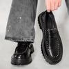 Men Punk Loafer Dress Elevator Shoes Height Increase Black White Leather Shoes Thick Sole Platform Shoes Plus Size
