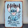 2D Flat - 1pc Stitch "Ohana" 12x8 Inch Metal Tin Sign - Vintage-Inspired Wall Art with Playful Stitch Illustration, Perfect for