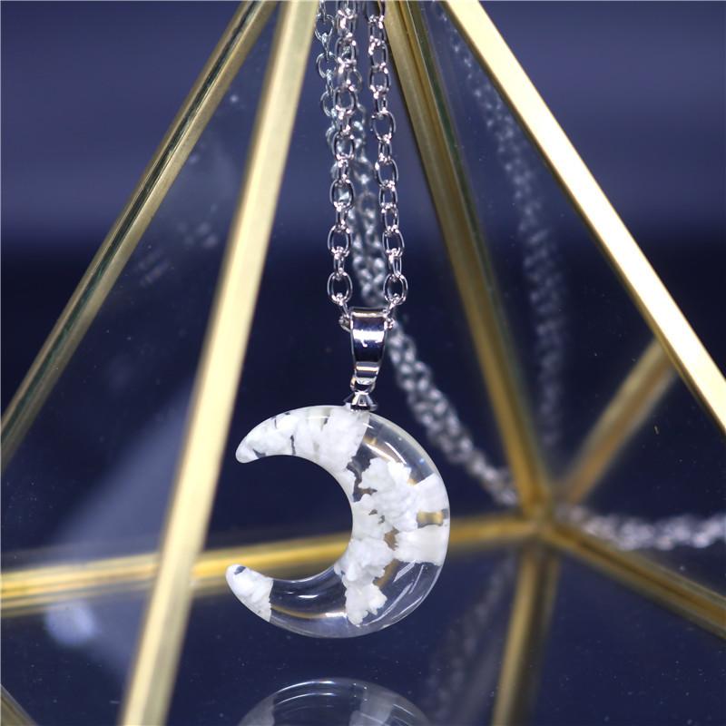 Elegancki przezroczysty żywiczny naszyjnik z wisiorkiem Rould Ball Moon dla kobiet, niebieskie niebo, biały naszyjnik z chmurami, modna biżuteria, prezenty dla dziewczyny