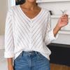 Autumn and Winter New V-neck Knitted Sweater Women's Clothing Hollow Loose Casual Long-sleeved Pullover Sweater Women