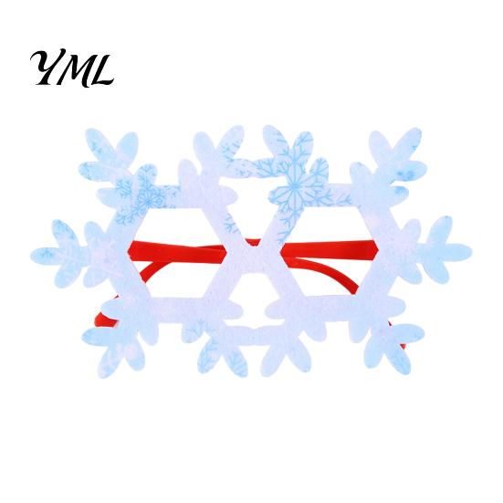 Christmas Party Costume Decorations Glasses Photo Booth Props, Felt Reindeer Santa Snowman Eyeglasses for Holiday Funny Elk Snowflakes Spectacles