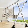Bold Stainless Steel Folding Clothes Drying Rack - Floor-Standing, Telescopic, Indoor/Outdoor Use, Vertical Hanging Rod.